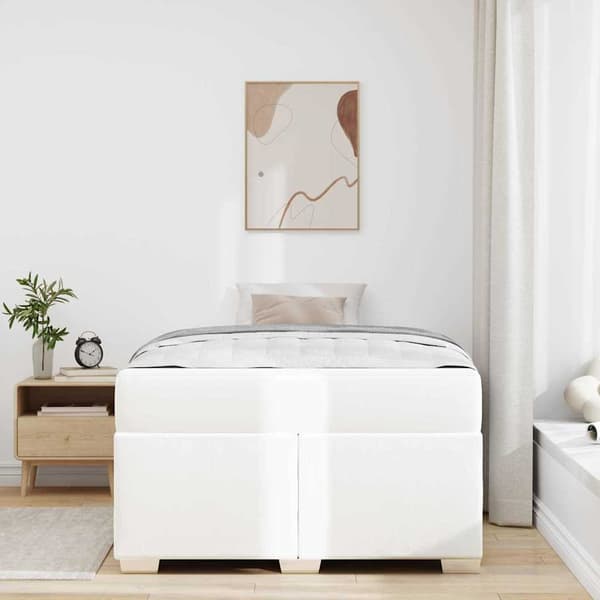 Sängram med madrass Vit 120 x 200 cm tyg