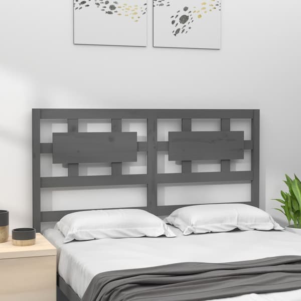 Sänggavel grå 125,5x4x100 cm massiv furu