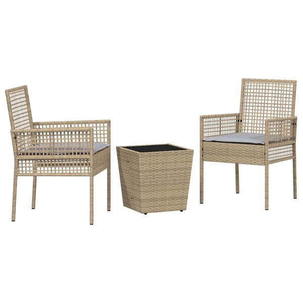 Trädgårds Bistro Set 3 pcs Beige konstrotting