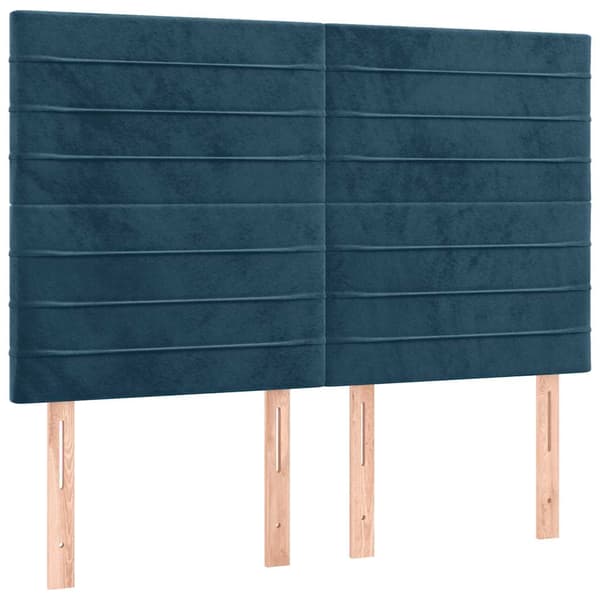 Sänggavel mörkblå 144x5x118/128 cm sammet