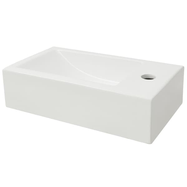 Handfat med kranhål rektangulär keramisk vit 46x25,5x12 cm