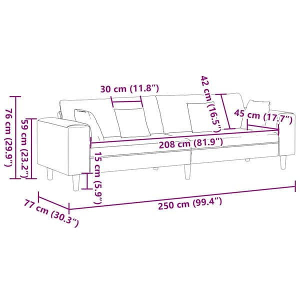 Soffa Mörkgrön 250 x 77 x 76 cm Sammet
