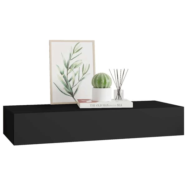 Väggmonterad låda svart 60x23,5x10 cm MDF