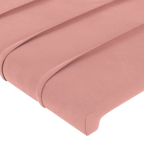 Sänggavel LED rosa 93x16x118/128 cm sammet