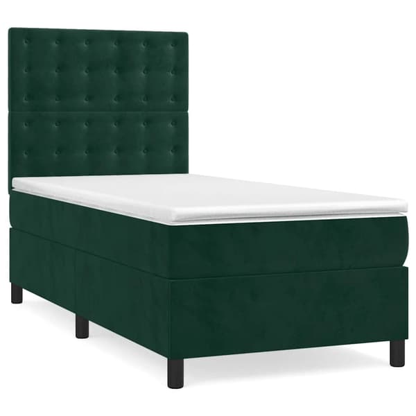 Ramsäng med madrass mörkgrön 80x200 cm sammet