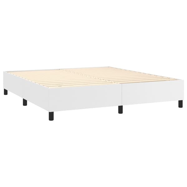 Boxspring-sängram vit 180x200 cm konstläder