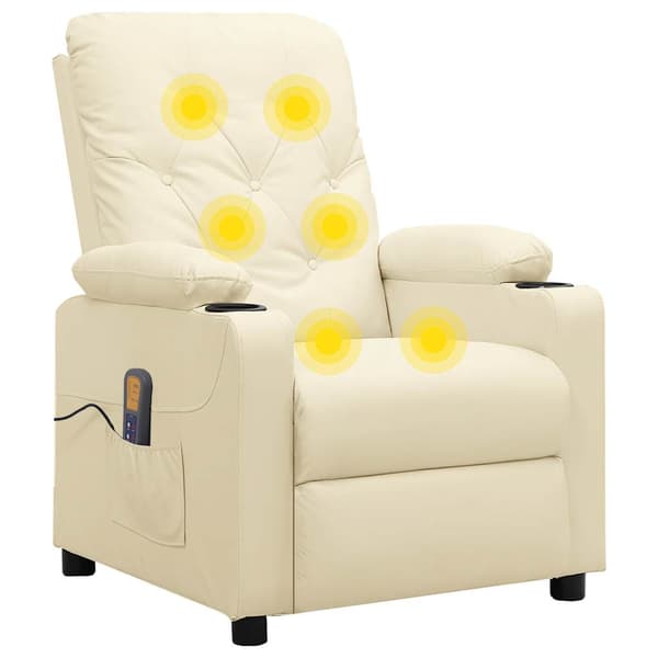 Massagefåtölj gräddvit konstläder