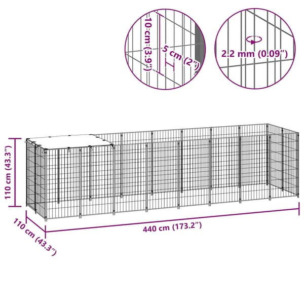Hundgård svart 4,84 m² stål