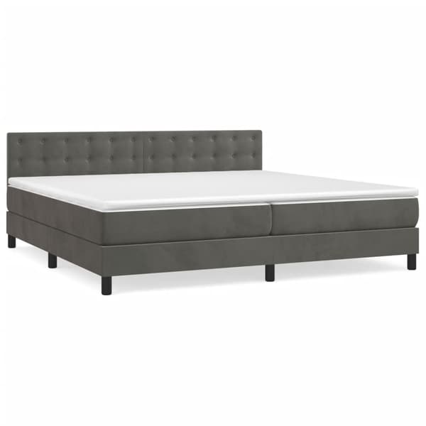 Ramsäng med madrass mörkgrå 200x200 cm sammet