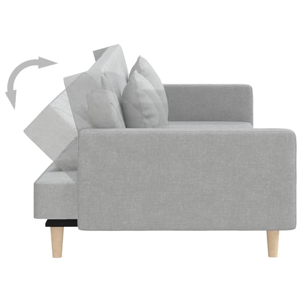 Bäddsoffa 2-sits med två kuddar ljusgrå tyg