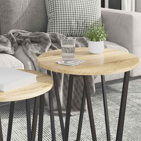 Sidobordsset 2 pcs Sonoma Ek och Svart