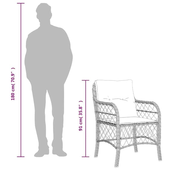 Caféset med dynor 3 delar svart konstrotting