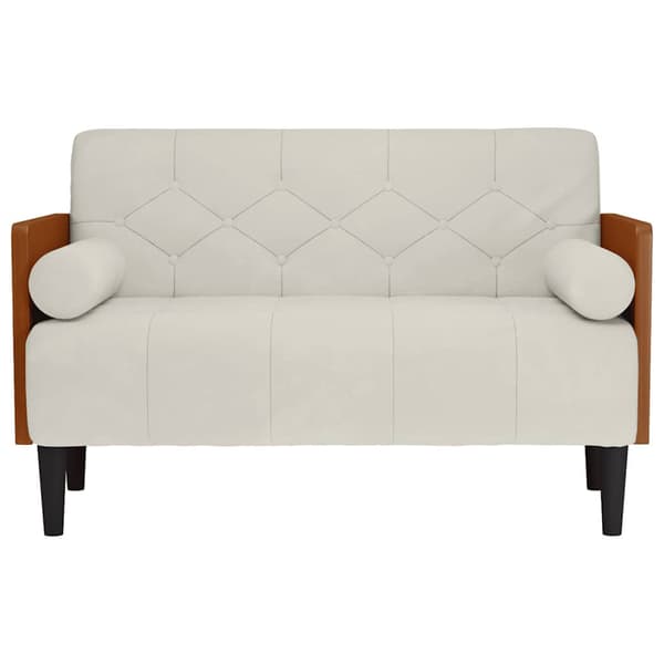 Loveseat soffa med dynor gräddvit 110 cm sammet