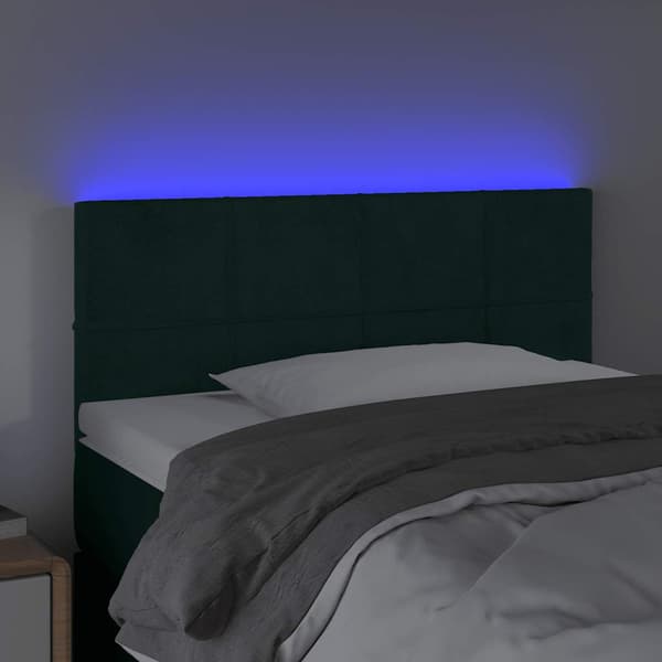 Sänggavel LED grön 100x5x78/88 cm sammet