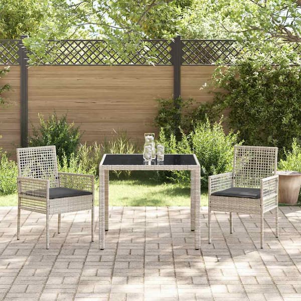Trädgårdsmöbelset 3 pcs Ljusgrå konstrotting