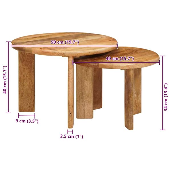 Nesting Kaffe Bord 2 pcs Brun Massivt mangoträ