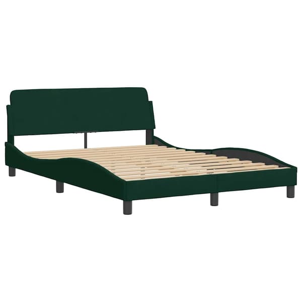 Bed Frame "Dover" Dark Green 140x190 cm Velvet