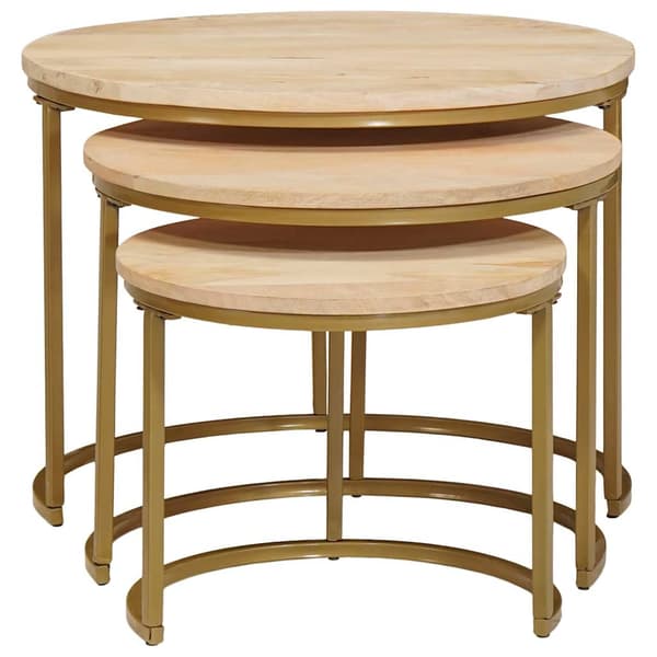 Nesting Kaffe Bord 3 pcs Brun Massivt Mangoträ och stål