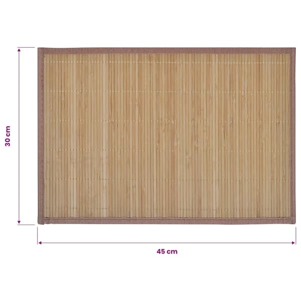 6 Bordstabletter i bambu 30 x 45 cm brun