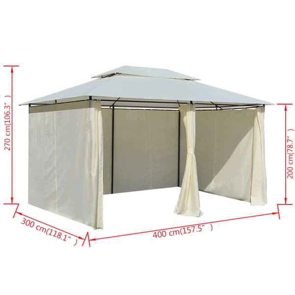 Paviljong med draperier 4x3 m vit
