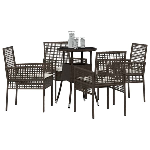 Trädgårdsmöbelset 5 pcs Brun konstrotting
