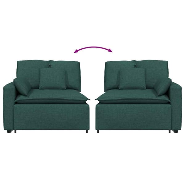 Modulär soffa armstödsändmodul med dynor mörkgrön 100 cm