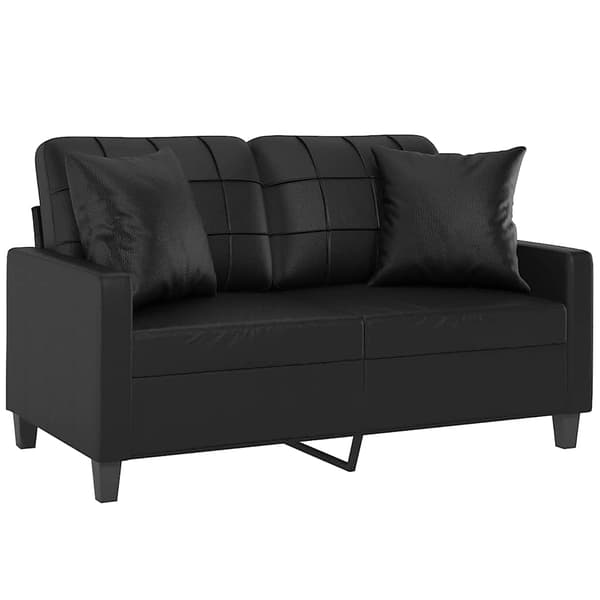 2-sits soffa med prydnadskuddar svart 120 cm konstläder