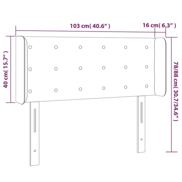 Sänggavel LED vit 103x16x78/88 cm konstläder