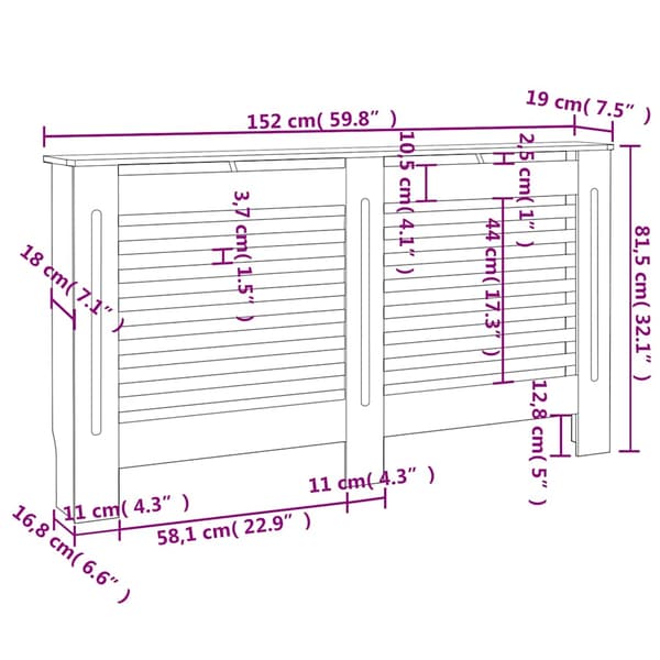 Elementskydd antracit 152x19x81,5 cm MDF