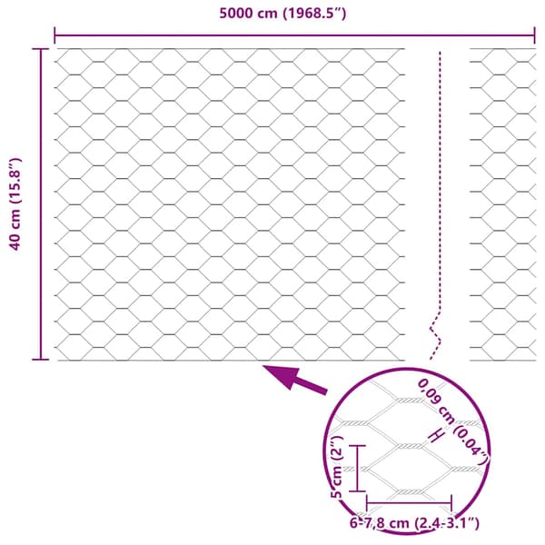 Hexagonstängsel Grå 0,4 x 50 m PVC