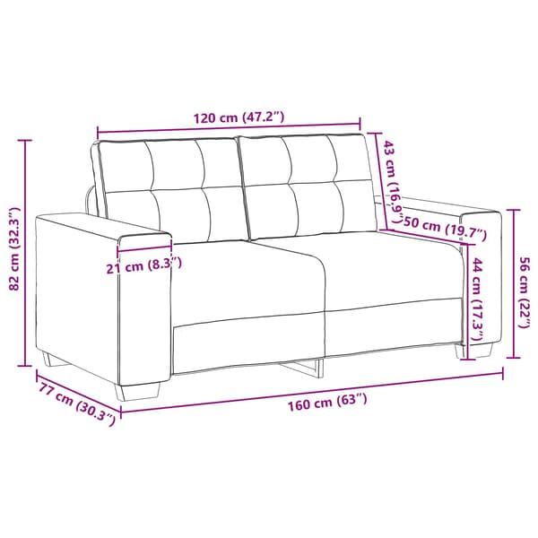 Tvåsitssoffa Brun 160 cm Sammet