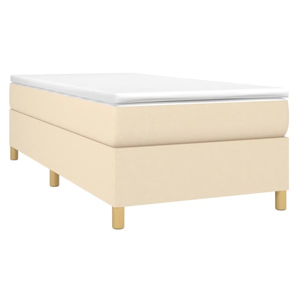 Boxspring-sängram gräddvit 90x190 cm tyg