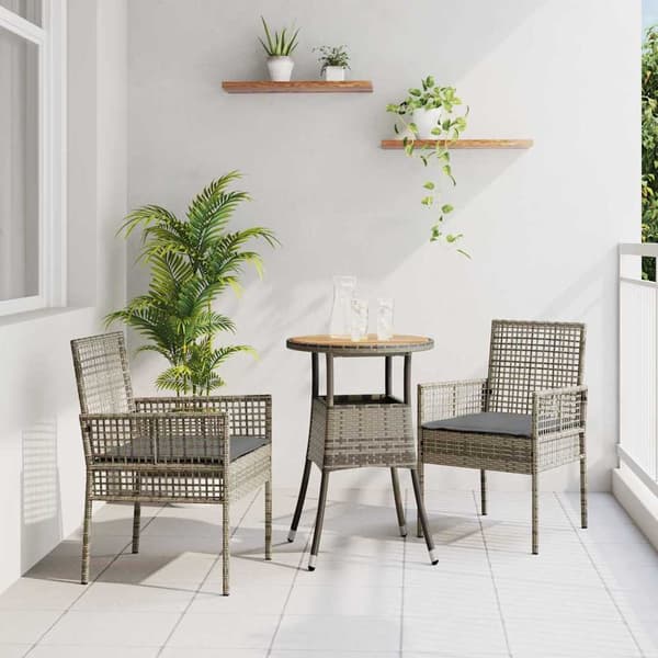 Trädgårdsmöbelset 3 st Grå konstrotting