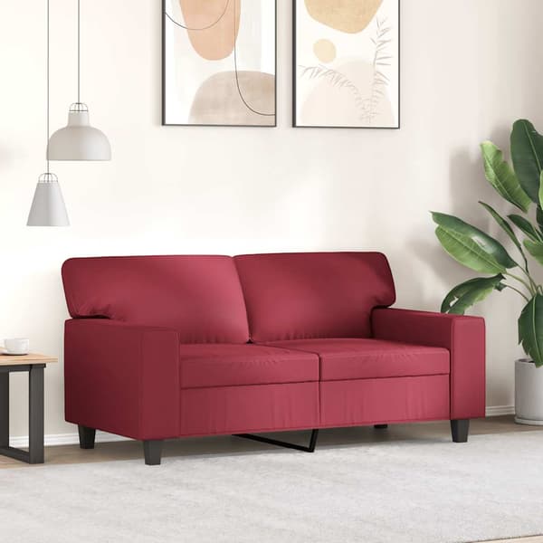 2-sitssoffa vinröd 120 cm fuskläder
