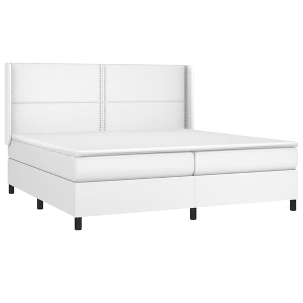 Ramsäng med madrass vit 200x200 cm konstläder