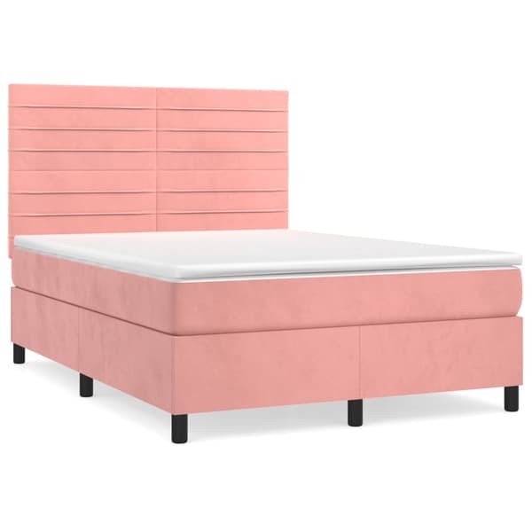 Ramsäng med madrass rosa 140x190 cm sammet