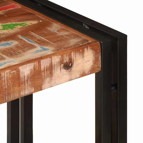 Konsolbord med hylla Flerfärgsdesign Solid återvunnen trä