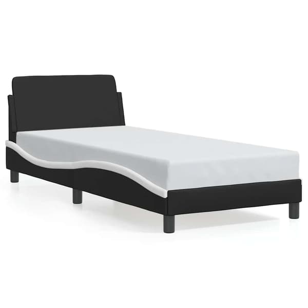 Bed Frame "Dover" Black&White 90x200 cm Faux Leather