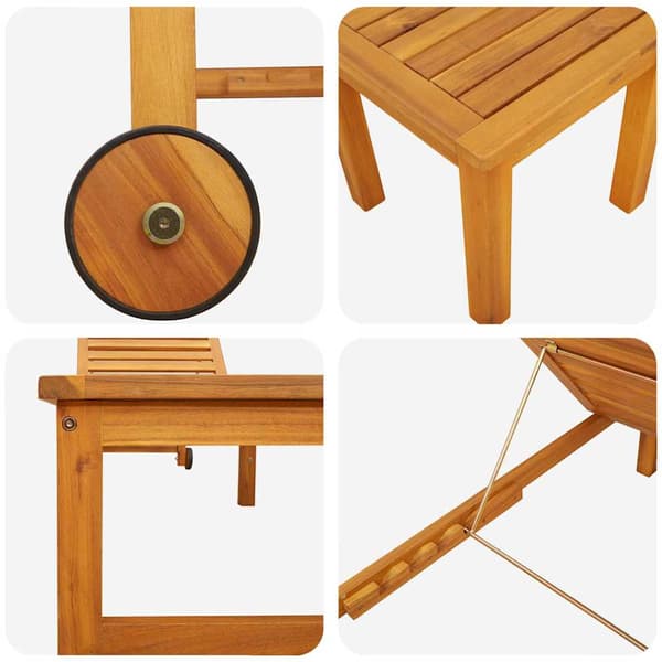 Solstol Reclining Brun 202 x 53 x 89 cm Massivt Akaciaträ