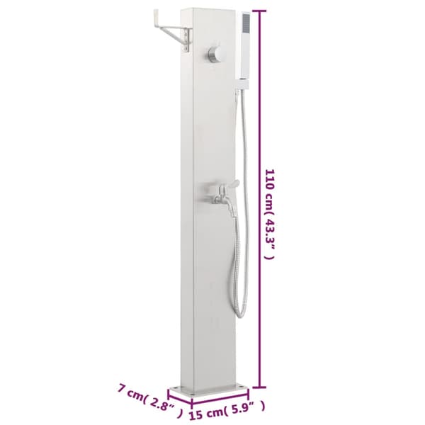 Utedusch 110 cm rostfritt stål