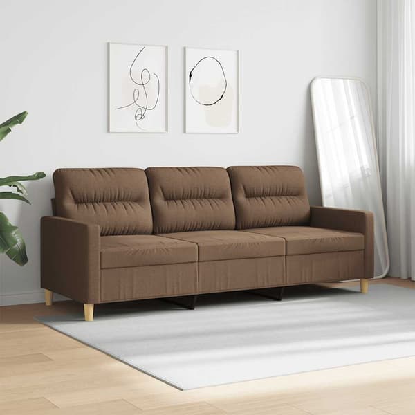 3-sitssoffa brun 180 cm tyg