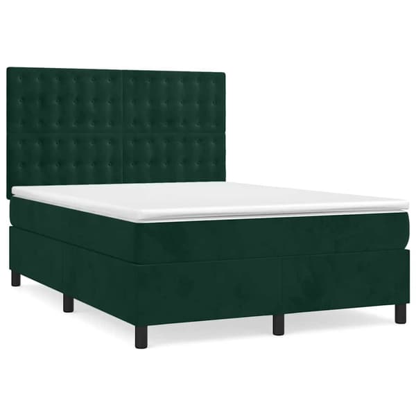 Ramsäng med madrass mörkgrön 140x190 cm sammet