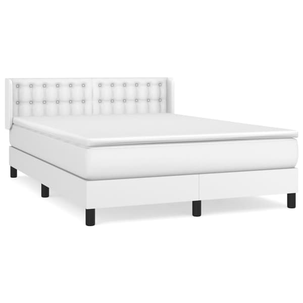 Ramsäng med madrass vit 140x190 cm konstläder