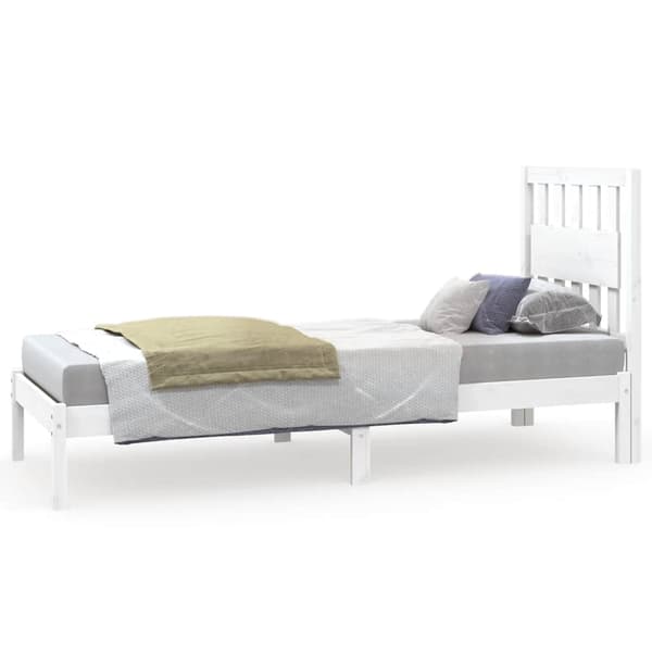 Sängram vit massivt trä 75x190 cm