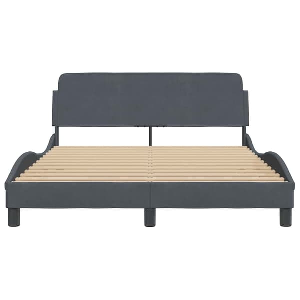 Bed Frame "Dover" Dark Grey 140x190 cm Velvet