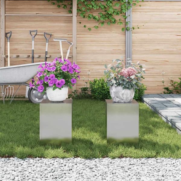 Växtställ 2 pcs Silver 24 x 24 x 35 cm Rostfritt stål