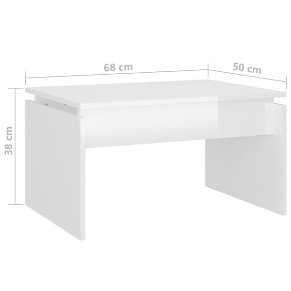 Soffbord vit högglans 68x50x38 cm konstruerat trä