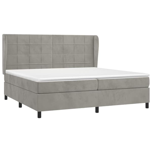 Ramsäng med madrass ljusgrå 200x200 cm sammet