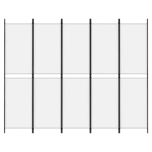 Rumsavdelare 5 paneler vit 250x200 cm tyg