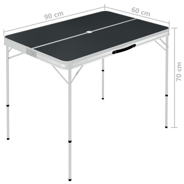 Hopfällbart campingbord med 2 bänkar aluminium grå